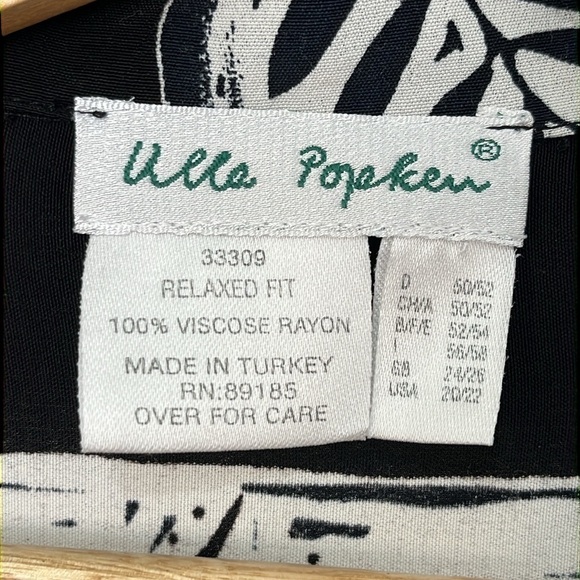 Ulla Popken Womens Size 20 Top Black White Tribal Print Artsy Funky Boho - Picture 3 of 12